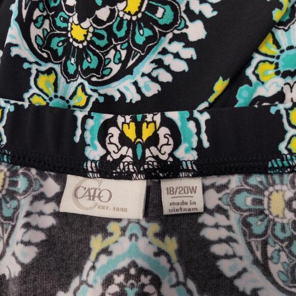 Cato Maxi Skirt Womens Plus Size 18/20W Black Turquoise Paisley Border Stretches - Picture 2 of 11